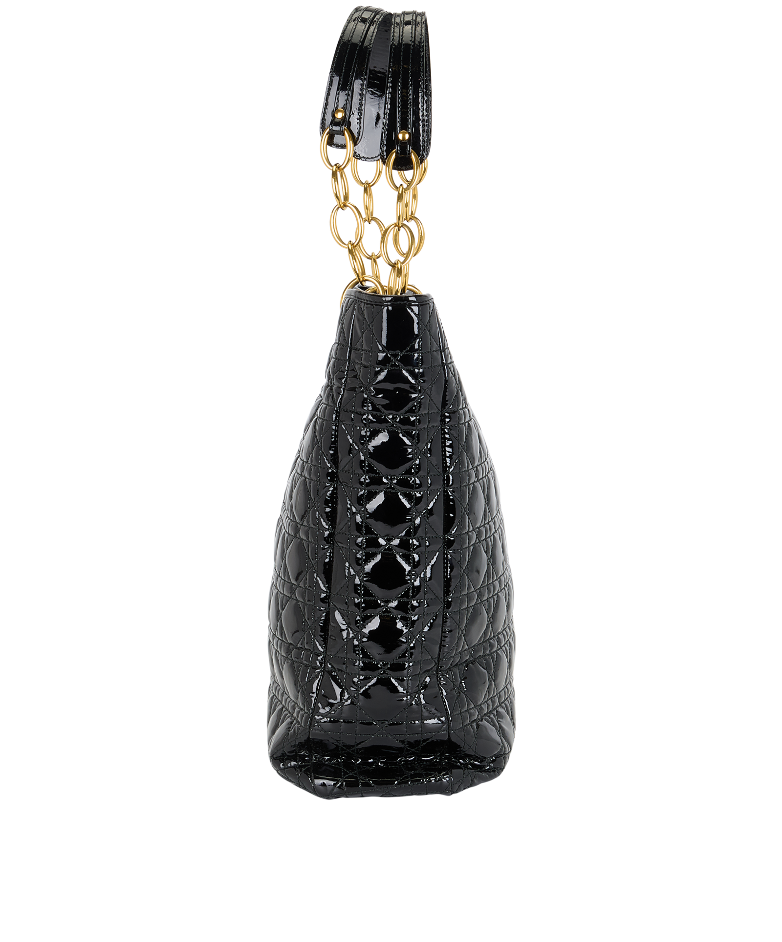 Grand Sac Soft Cannage Tote, &pound;695, Handbags, Black, Patent Leather, Side view